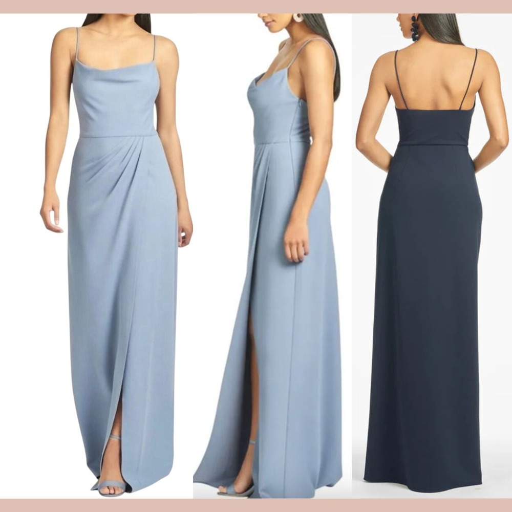 NWT$285 Sachin‎ & Babi [ 16W ] Paulina 4-way Stretch Crepe Gown Slate Blue S1905